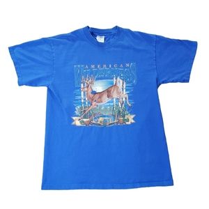 American Wilderness Vintage Wildlife Deer Shirt  Buck Antlers Horns 90s Medium